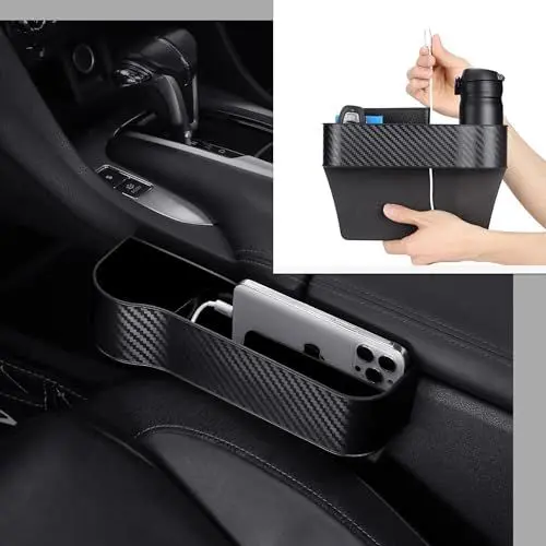 Produktbild: EMZVVG 2er-Pack Universal,Autositz Organizer Lückenfuller,Getrankehalter,USB,Schwarzt,Personliche Sache,Organisation der Sache im Auto