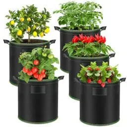 Produktbild: Enbagold Pflanzsack 5 Stück 30L Pflanzsäcke für Tomaten, Pflanzsack aus Vliesstoff, Garten Gewächshaus Pflanzbeutel Pflanztopf, Pflanztasche mit Griffe für Kartoffeln, Tomaten, Erdbeeren