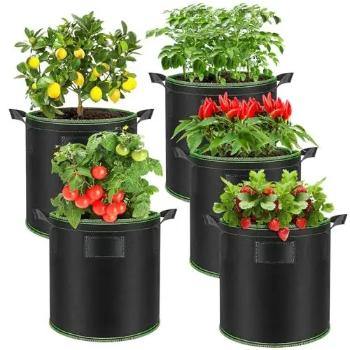 Produktbild: Enbagold Pflanzsack 5 Stück 30L Pflanzsäcke für Tomaten, Pflanzsack aus Vliesstoff, Garten Gewächshaus Pflanzbeutel Pflanztopf, Pflanztasche mit Griffe für Kartoffeln, Tomaten, Erdbeeren