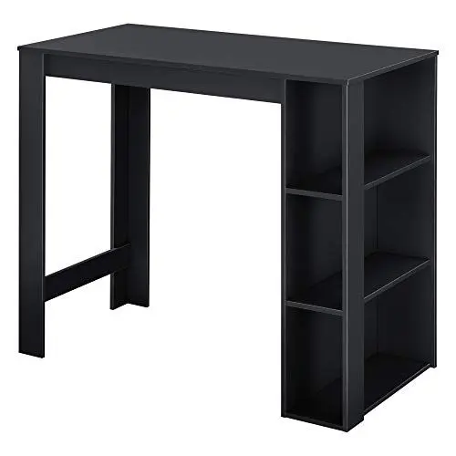 Produktbild: (en.casa) Bartisch Danderyd Bistrotisch Esstisch 120 x 60 x 106 cm Küchentheke mit 3 Ablagefächern Stehtisch Bartheke für Esszimmer Wohnzimmer Küche Schwarz