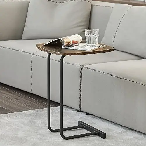 Produktbild: (en.casa) Beistelltisch Kjellerup Wohnzimmertisch Abstelltisch Dunkler Holzton Sofatisch Telefontisch Metallgestell Kaffeetisch