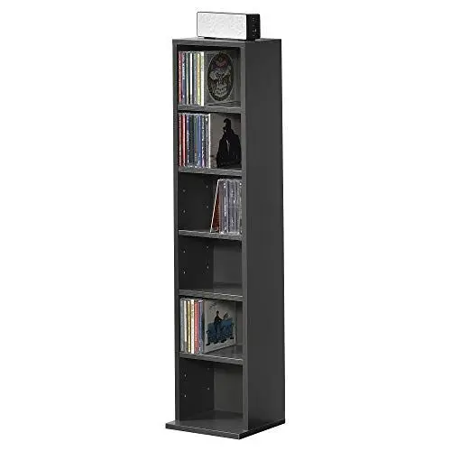 Produktbild: (en.casa) Bücherregal Tynset 90 x 20 x 20 cm CD Regal Standregal Regal Aufbewahrung 6 Fächer Dunkelgrau