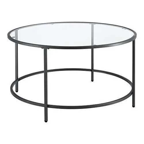 Produktbild: (en.casa) Couchtisch Kouvola Glas-Tischplatte Stahlgestell Glastisch 84 x 45,5 cm Wohnzimmertisch Kaffeetisch Schwarz