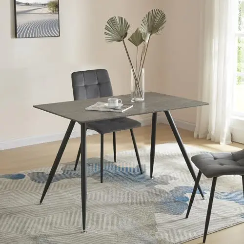 Produktbild: (en.casa) Esstisch Fitjar für 4 Personen 120 x 70 cm Esszimmertisch rechteckige Tischplatte Küchentisch Stahlbeine Beton-Optik