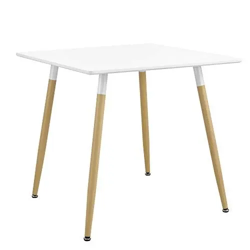 Produktbild: (en.casa) Esstisch Quadratisch 80x80x74cm Weiß Matt Buche Küchentisch für 3 Personen Esszimmer Tisch Retro
