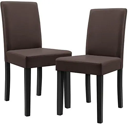 Produktbild: (en.casa) Esszimmerstühle Hamburg 2er Set Küchenstühle Kunstleder Polsterstuhl 89 x 43 x 54 cm Holzbeine Braun