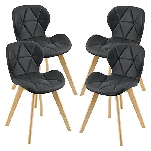 Produktbild: (en.casa) Esszimmerstuhl Älmhult 4-er Set 78x47x52 cm Kunstleder Buche Stühle Wohnzimmerstuhl Küchenstuhl Schwarz