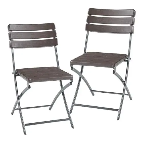 Produktbild: (en.casa) Gartenstuhl klappbar Lillestrøm 2-er Set Campingstuhl Strandstuhl Outdoor Indoor Klappstuhl 81 x 58 x 46 cm Holzoptik, Dunkelbraun