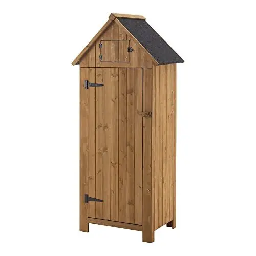 Produktbild: (en.casa) Geräteschrank Ottrott Kaminholzlager Brennholzregal Gartenschrank Geräteschuppen Werkzeugschrank Gerätehaus 179x77x54cm Tannenholz Bitumendach