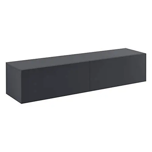 Produktbild: (en.casa) Hängeboard Evaton Dunkelgrau Matt Hängeschrank 140x33x30cm Wohnwand mit 2 Ablagefächern TV Lowboard Hängekonsole Hängend