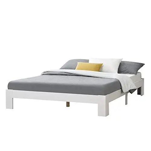 Produktbild: (en.casa) Holzbett Raisio 140x200 cm mit Lattenrost Bettgestell Bett Kiefernholz Massiv Jugendbett Doppelbett Gästebett Weiß