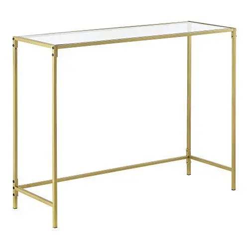 Produktbild: (en.casa) Konsolentisch Alajärvi 100 x 35 x 80 cm Flurtisch Konsole Glas-Tischplatte Kommode Highboard Glas Stahl Gold