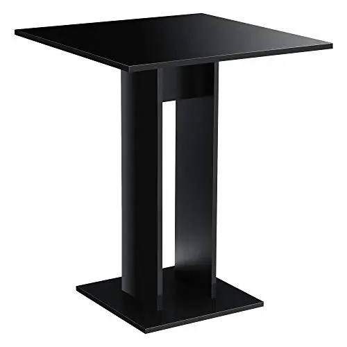 Produktbild: (en.casa) Küchentisch 'Lindesnes' Quadratisch 65 x 65 x 78 cm Säulentisch Esszimmertisch aus Spanplatte Speisetisch Tisch Schwarz Hochglanz