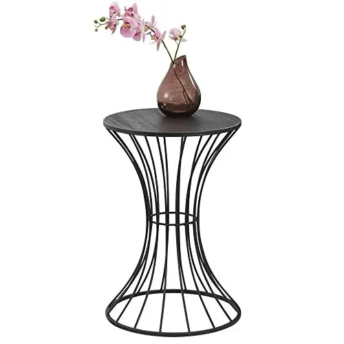 Produktbild: (en.casa) Metall Beistelltisch 'Sablier' in Stundenglas-Form Schwarz Couchtisch Sofatisch Wohnzimmertisch Metalltisch Rund