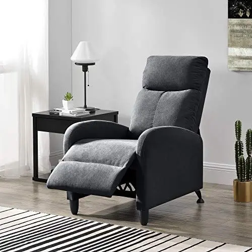 Produktbild: (en.casa) Polstersessel Bregenz Relaxsessel Relaxliege 102x60x92 cm Liegesessel Fernsehsessel Sessel mit Verstellbarer Rückenlehne TV Sessel aus Textil Dunkelgrau