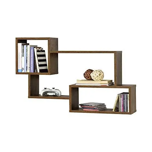 Produktbild: (en.casa) Schweberegal Kvinesdal 87x18x54cm Wandregal mit 3 Fächern Wandboard Hängeregal Dunkler Holzton