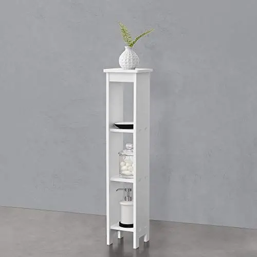 Produktbild: (en.casa) Standregal Arvika 80x17x17cm Nischenregal aus WPC Bücherregal 3 Ablagen Weiß