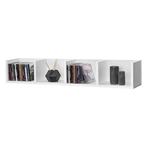 Produktbild: (en.casa) Wandregal Ekerö Hängeregal mit 4 Ablagen Schweberegal 95 x 17 x 16,5 cm Wandboard Weiß