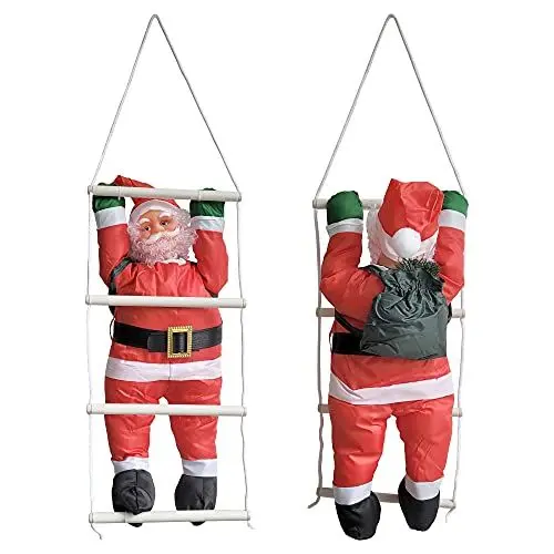 Produktbild: (en.casa) Weihnachtsmann auf Leiter 85cm Weihnachts Deko Weihnachten Figur Nikolaus