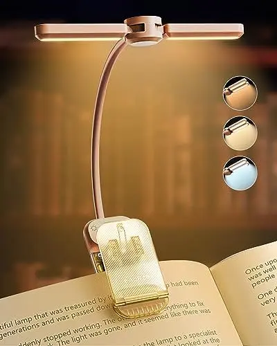 Produktbild: enclize Leselicht, wiederaufladbares Buchlicht zum Lesen im Bett, 180 ° verstellbarer Lichtkopf, augenschonende 3 Farbtemperatur und stufenloses Dimmen, ideal für Leseliebhaber - Roségold