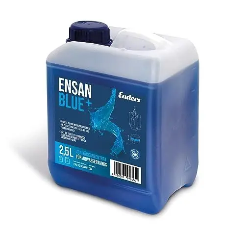 Produktbild: Enders® Sanitärflüssigkeit ENSAN BLUE+(für Abwassertank),2,5l, mikrobiologischer Sanitärzusatz, Campingtoilette, biologisch leicht abbaubar, Frischeduft, BLAUER ENGEL Auszeichnung, ergiebig #4977