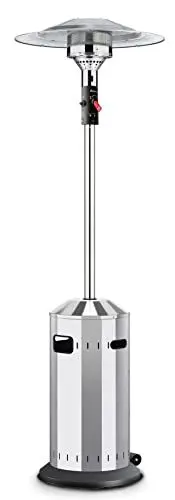 Produktbild: Enders Terrassenheizer Gas Elegance, Gas-Heizstrahler 9376, Heizpilz mit stufenloser Regulierung, Eco Plus Brenner, Transporträder, Umkippsicherung, Silber/Schwarz