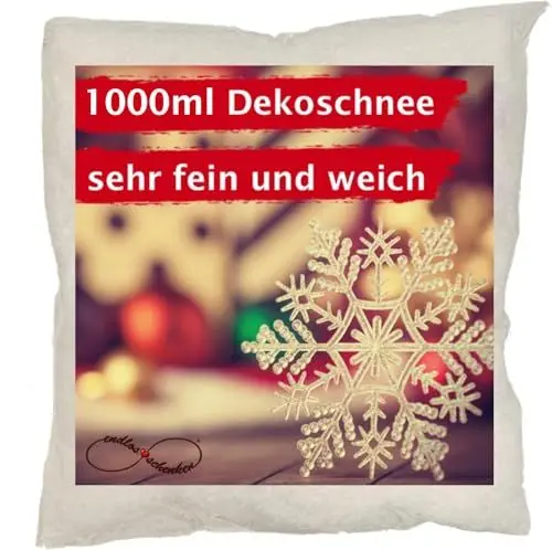 Produktbild: endlosschenken Kunstschnee 1000ml täuschend echt und weich - Glitzer Streuschnee als Deko an Weihnachten Schnee künstlich