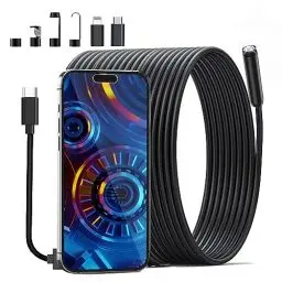 Produktbild: Endoskopkamera mit Licht 10M, AOPICK 1080P HD Endoskop-Kamera Handy Wasserdichtes Ip67 Kein WLAN Erforderlich Inspektionskamera Kanal-Kamera Handy mit 8 LED Licht für Android & iOS, Tablet 32.8ft/10M