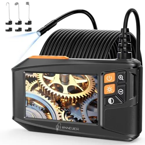 Produktbild: Endoskopkamera mit Licht 5m, Ennovor 1080P HD Digital Endoscope mit 4.3-Zoll-IPS- Bildschirm, IP68 Wasserdicht Rohrkamera mit 8 einstellbaren LEDs, 8mm Schlangenkamera Inspektionskamera