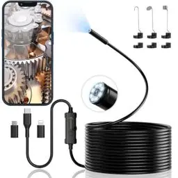 Produktbild: Endoskopkamera mit Licht, Ennovor 1920 HD Endoskop-Kamera Handy mit 8 LED Licht, Kein WLAN Erforderlich Inspektionskamera Wasserdichtes Ip67 Kanal-Kamera für Android & iOS, Tablet (16.4 ft/5m)