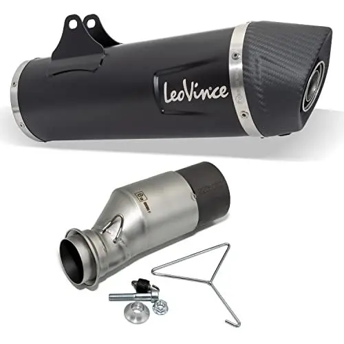 Produktbild: Endschalldämpfer/Auspuffanlage LeoVince SLIP-ON SBK, Edelstahl schwarz, Carbon Kappe, mit Zulassung für KTM 690 SMC R/Enduro mit Kat