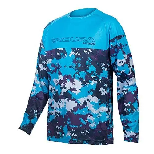 Produktbild: Endura Kinder MT500JR Fahrradtrikot, langärmelig, Electric Blue, Alter 7-8