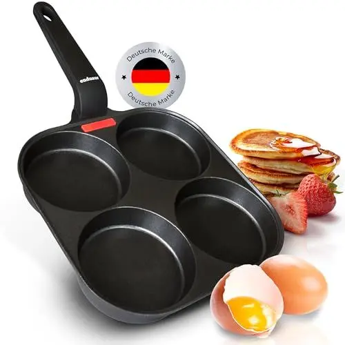 Produktbild: endusor Spiegeleipfanne induktionsgeeignet (21cm) - Eierpfanne & Pancake Pfanne mit Antihaft-Beschichtung für Induktion Gas Ceran Elektro | Egg Pan Augenpfanne für Spiegelei Ei Pancakes