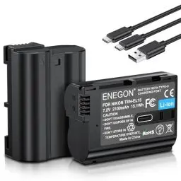 Produktbild: ENEGON EN-EL15/EL15c USB-C Direktladung Ersatzakkus 2100mAh (2er-Pack) mit 2-in-1 USB-C Ladekabel für Nikon EN-EL15 und Nikon D7100,D750,D7000,D7200,D610,D880,D810,D800,D600,D800e,D810a,Z5,Z6,Z7