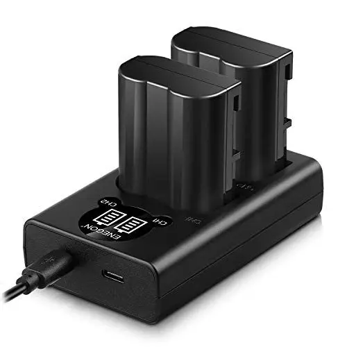 Produktbild: ENEGON EN-EL15 /EL15C Akku (2 Stück) und Smart LED Dual USB Ladegerät für Nikon ZF Z6,Z7 Z8 D7500 D7000, D7100, D7200 D500, D600, D610, D750,D780 D800, D810, D800E, D810A,D850