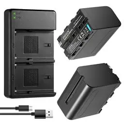 Produktbild: ENEGON NP-F970 Ladegerät Battery Ersatzbatterien (2 Stück, 8400mAh) & Schnellladegerät USB Dual Charger für Sony NP-F970 NP-F960 NP-F950 NP-F930 NP-F550 NP-F570 NP-F750, Camcorder Akku