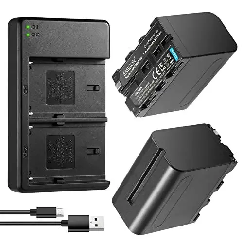 Produktbild: ENEGON NP-F970 Ladegerät Battery Ersatzbatterien (2 Stück, 8400mAh) & Schnellladegerät USB Dual Charger für Sony NP-F970 NP-F960 NP-F950 NP-F930 NP-F550 NP-F570 NP-F750, Camcorder Akku