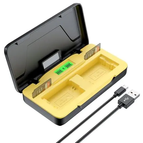 Produktbild: ENEGON NP-FW50 Dual Battery Storage Charger für Sony Alpha Kamera A6400 ZV-E10 A6000 A6100 A6500 A6300 A7 A7II A7RII A7SII A7S A7S2 A7R A7R2 A5100 RX10 Kamera