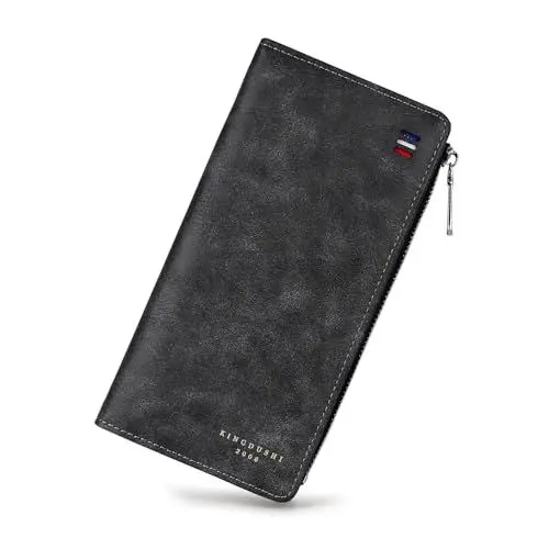 Produktbild: Energather Men's Wallets, PU-Leder Kartenetui Herren Card Wallet Men mit Reißverschluss, Geldbörse Groß Herren-Geldbörse Geldbeutel Herren Groß für Kreditkarten, Debitkarten, Bargeld (Schwarz)
