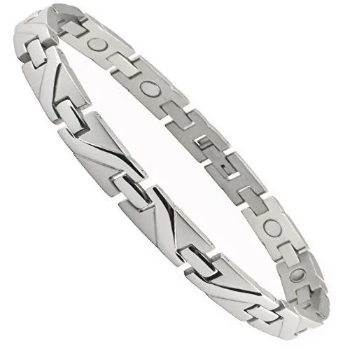 Produktbild: Energetisches Edelstahl Power Dynamic Energie Magnetarmband Oceanic Welle uni silber poliert Energetix 4you 201 B Größe L/XL