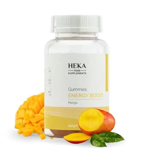 Produktbild: Energie Gummies - 60 Energie-Gummis mit Koffein, Taurin, Vitamin B6 & B12 - Energy Shot - Mangogeschmack - Ohne Gluten, Zucker und Laktose - 100% Vegan