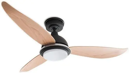 Produktbild: Energiespar Deckenventilator Bayu mit dimmbarer LED Beleuchtung und Fernbedienung, 122cm, sehr leise, Schwarz