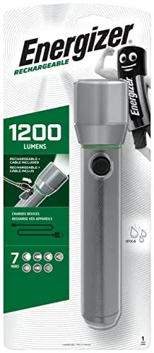 Produktbild: Energizer LED Taschenlampe, Rechargeable + USB Charger Extrem Hell für Camping, Outdoor und Wandern, Silber