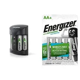 Produktbild: Energizer Ladegerät Batterien, Recharge Pro, für Wiederaufladbare Batterien der Größen AA und AAA & Akku AA, Recharge Extreme Akkus, 4 Stück