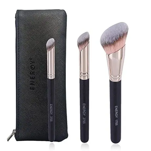 Produktbild: ENERGY 3-in-1-Make-up-Pinsel-Set mit tragbarer Reisetasche, einschließlich Foundation-Pinsel und Concealer-Pinsel (Geschenk für Sie, Geschenk für Frau)