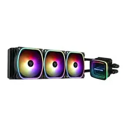 Produktbild: ENERMAX AQUAFUSION ADV ARGB 360mm AIO CPU Wasserkühlung Dual Chamber für Intel LGA1700/AMD AM5 Support 350W+ TDP (3x SquA RGB 120 PWM Lüfter)·· ELC-AQFA360-SQA, schwarz
