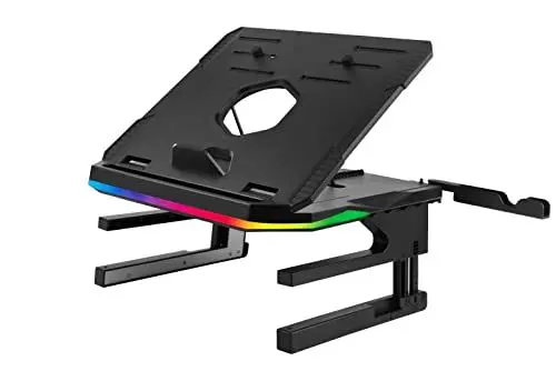 Produktbild: ENERMAX ELS001 Laptop-Monitor, ergonomisch, drehbar, 360 °, faltbar, bis zu 3 Geräte, max. Belastung 10 kg, Schwarz