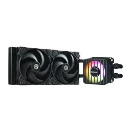 Produktbild: ENERMAX LIQMAXFLO SR 240mm CPU AIO Liquid Cooler (LGA 1700, 1200, AM5, AM4)- Xtreme Dual Chamber PWM Pumpe- ARGB VRM Wasserblocklüfter - 350W+ TDP (2x 120 PWM Silent Flow Fan)·· ELC-LMF240-SF, schwarz