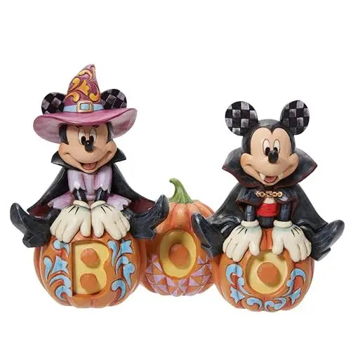 Produktbild: Enesco Jim Shore Disney Traditions Mickey and Minnie Mouse Jumping Over Carved Pumpkins Glow in the Dark Paint Figur, 18 cm, Polyresin, Calciumcarbonat