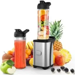 Produktbild: Enfmay Mixer Smoothie Maker - 350W Smoothie Mixer to Go mit 2x600ml Flaschen - Tragbarer Edelstahl Blender für Shake Smoothie und Babynahrung - Silber